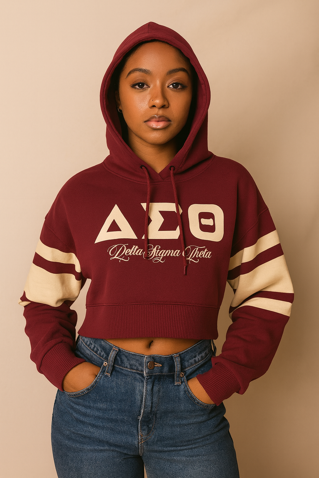 DELTA | Crimson Crop Chenille Top Hoodie (T** – collegiateluxe
