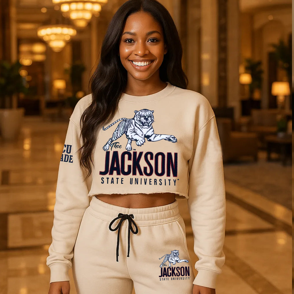 JACKSON ST. | CREAM Chenille CROP SET W/ FLARE Pants (a