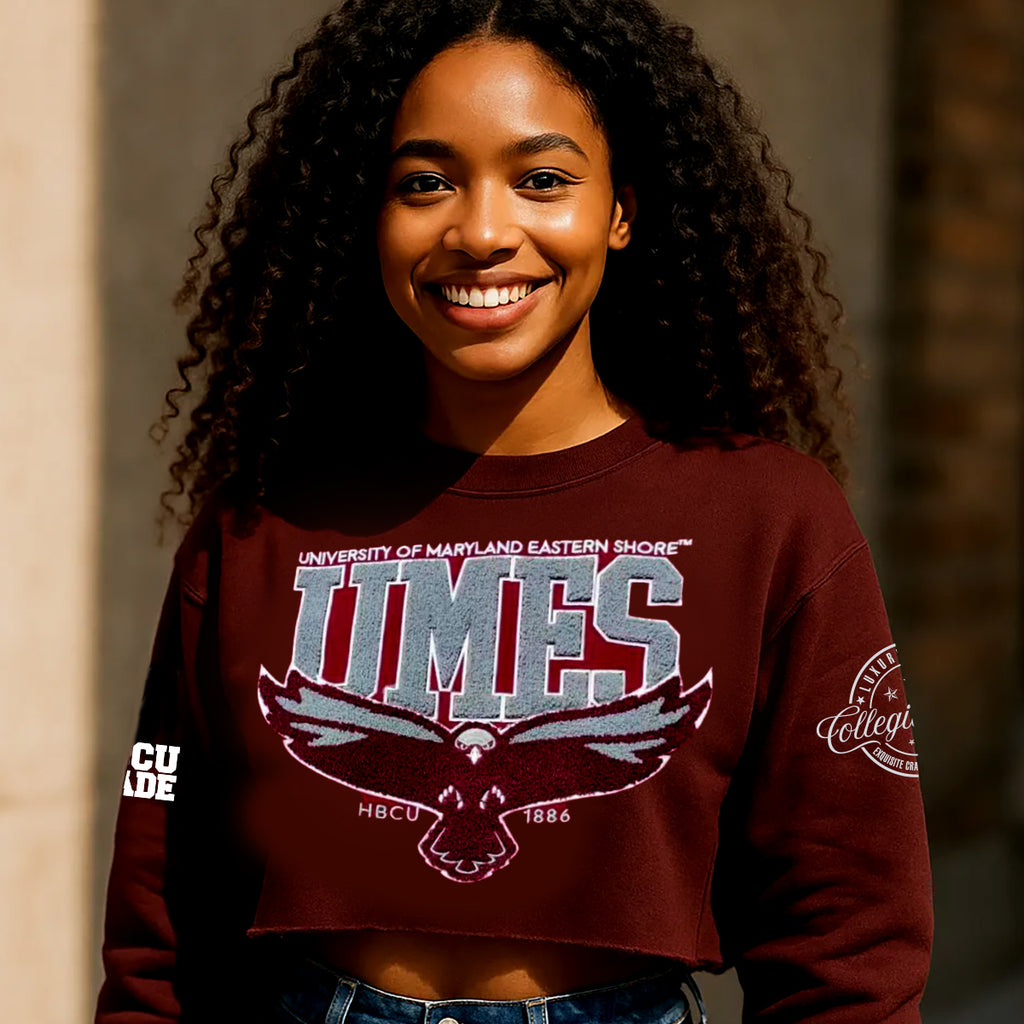 Maryland Eastern Shore UMES Chenille Crop SWEATSHIRT collegiateluxe
