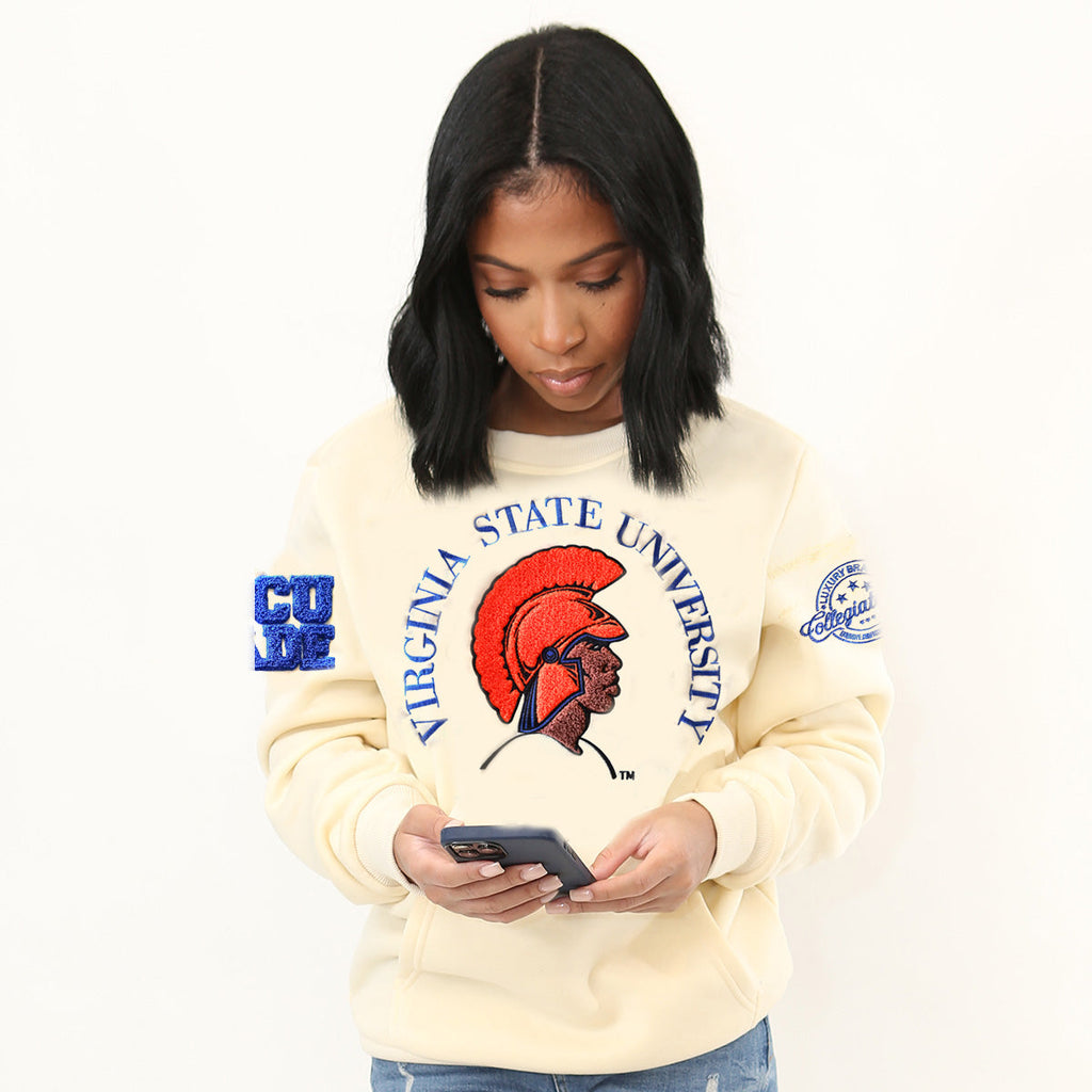 Virginia State | Trojans Cream 23 Chenille Unisex Sweatshirt