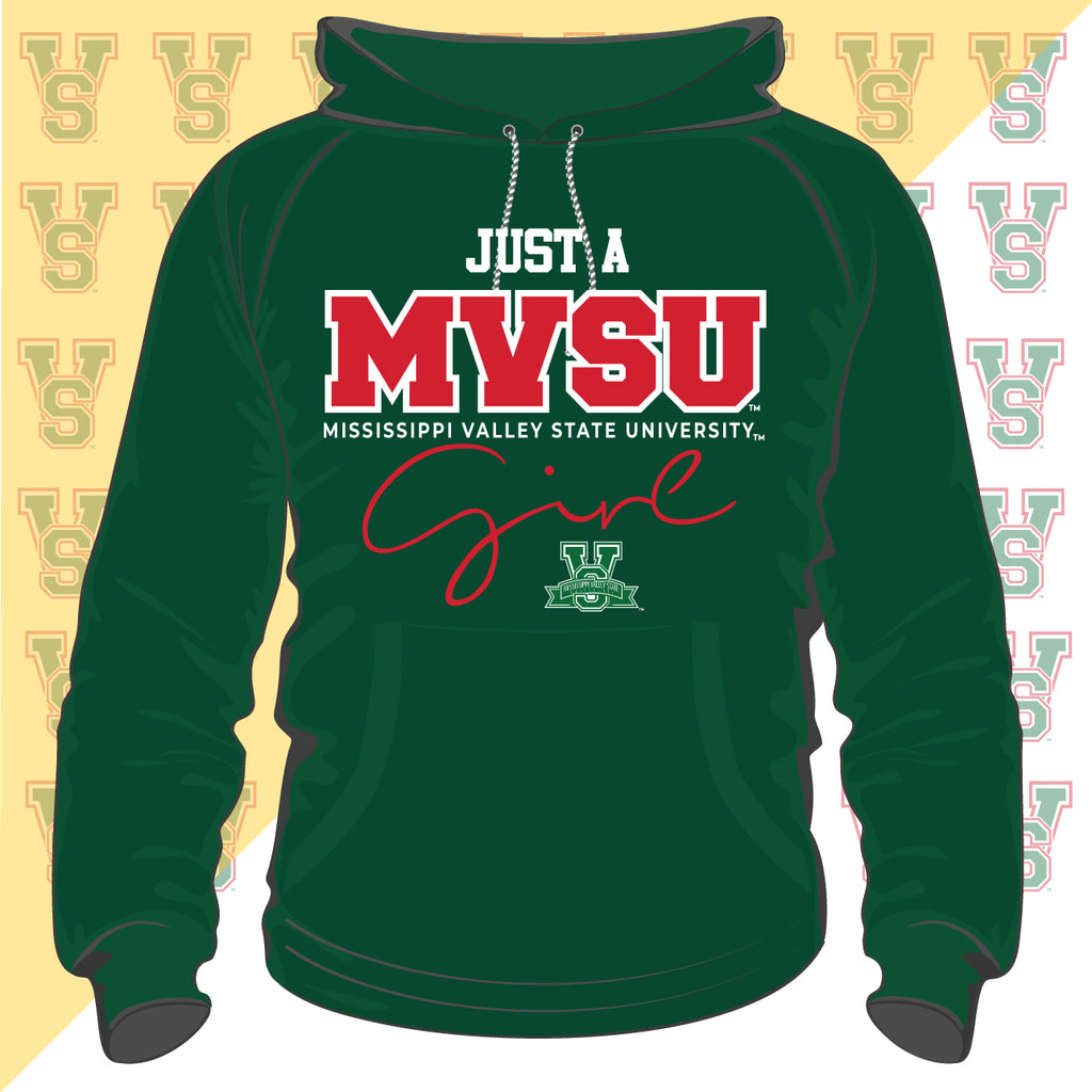 MVSU Just A MVSU Girl GREEN Unisex Hoodie (**) collegiateluxe