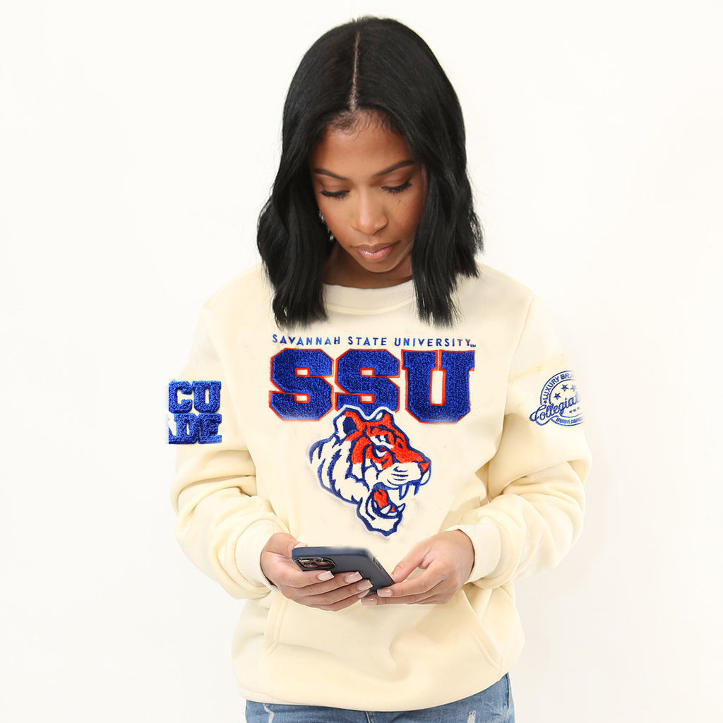 Savannah State | Tigers Chenille Cream Unisex Sweatshirt