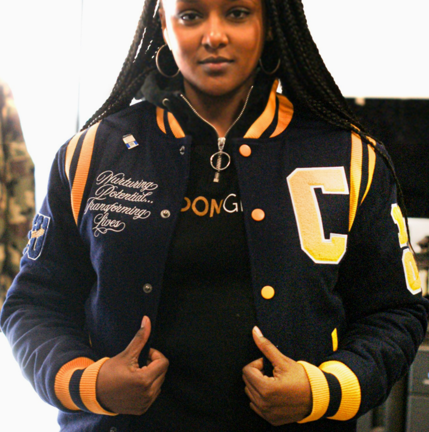 Red yellow varsity jacket hotsell