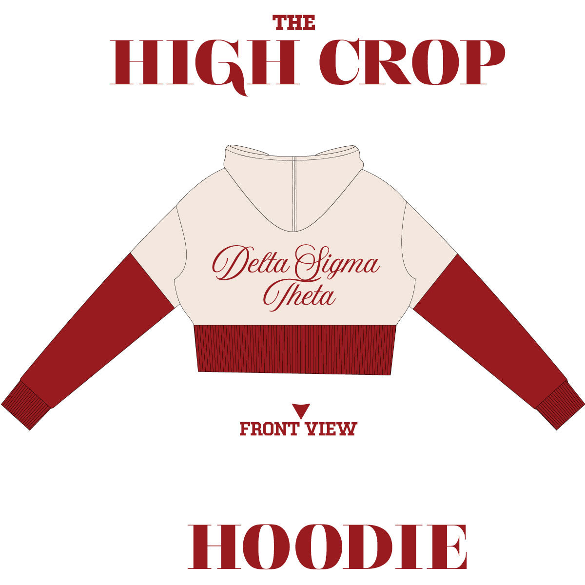 DELTA | Sigma Theta 1913 Crimson & Cream Crop Chenille Hoodie Top (