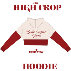DELTA | Sigma Theta 1913 Crimson & Cream Crop Chenille Hoodie Top (