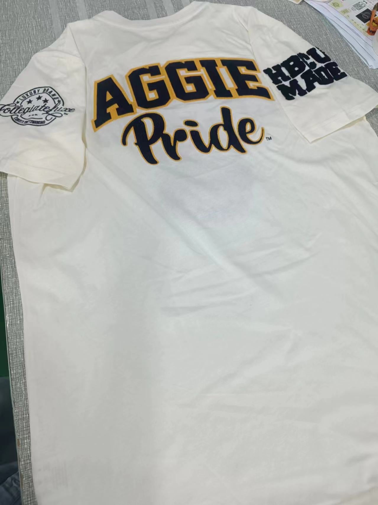 Pre Order (Sept 20th) NC A&T SU | AGGIES CREAM Chenille Unisex Tees (a**