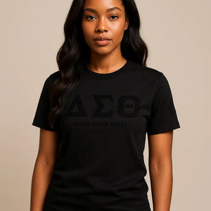 DELTA | BLCK N BLCK Sigma Theta Cream Chenille LOGO Tees (L**
