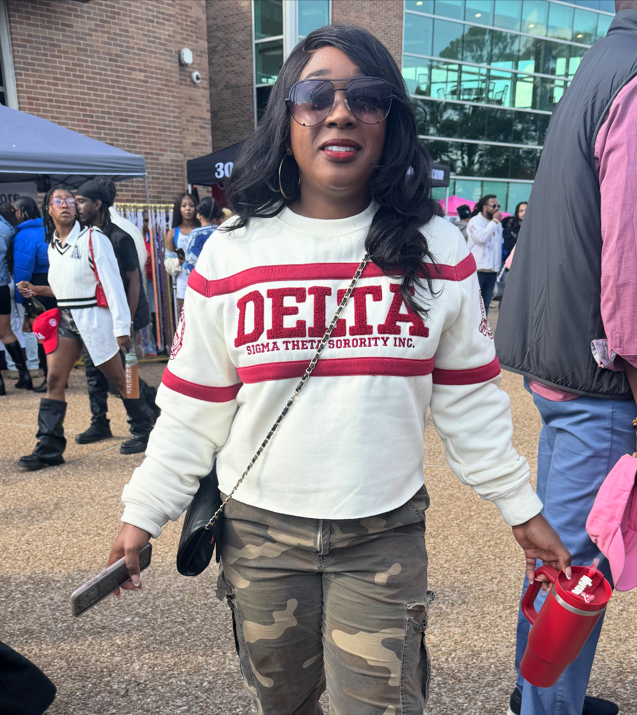 Pre Order (Ship Dec 1) DELTA | Sigma Theta Crimson Stripe Crop Chenille Top