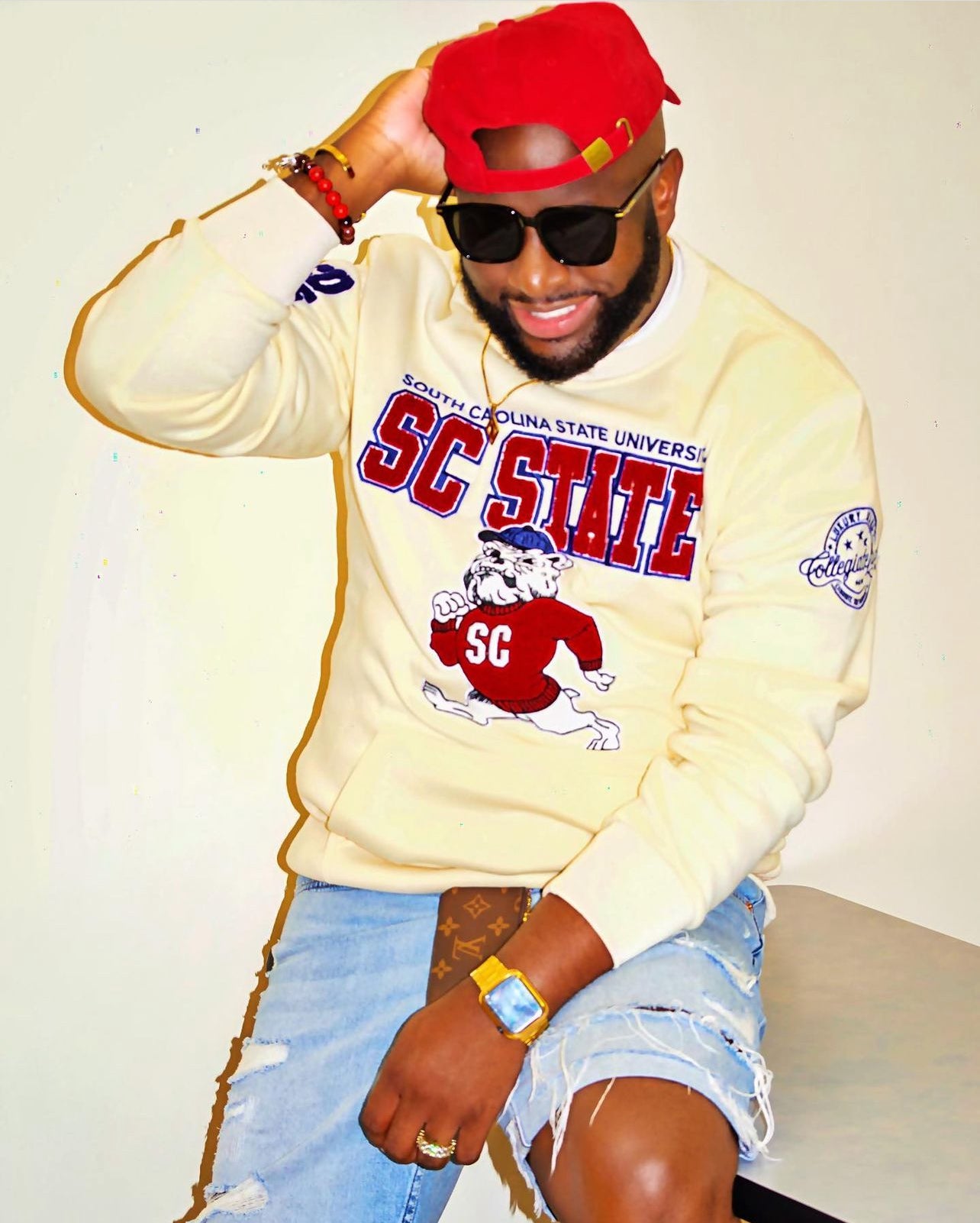 SC STATE  | Chenille LOGO  | CREAM UNISEX SWEATSHIRT (aja)