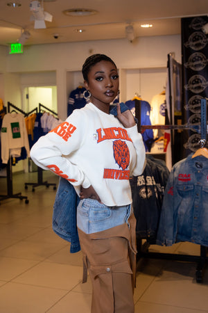 Lincoln Univ |  Cream CROP Sweatshirt (a**
