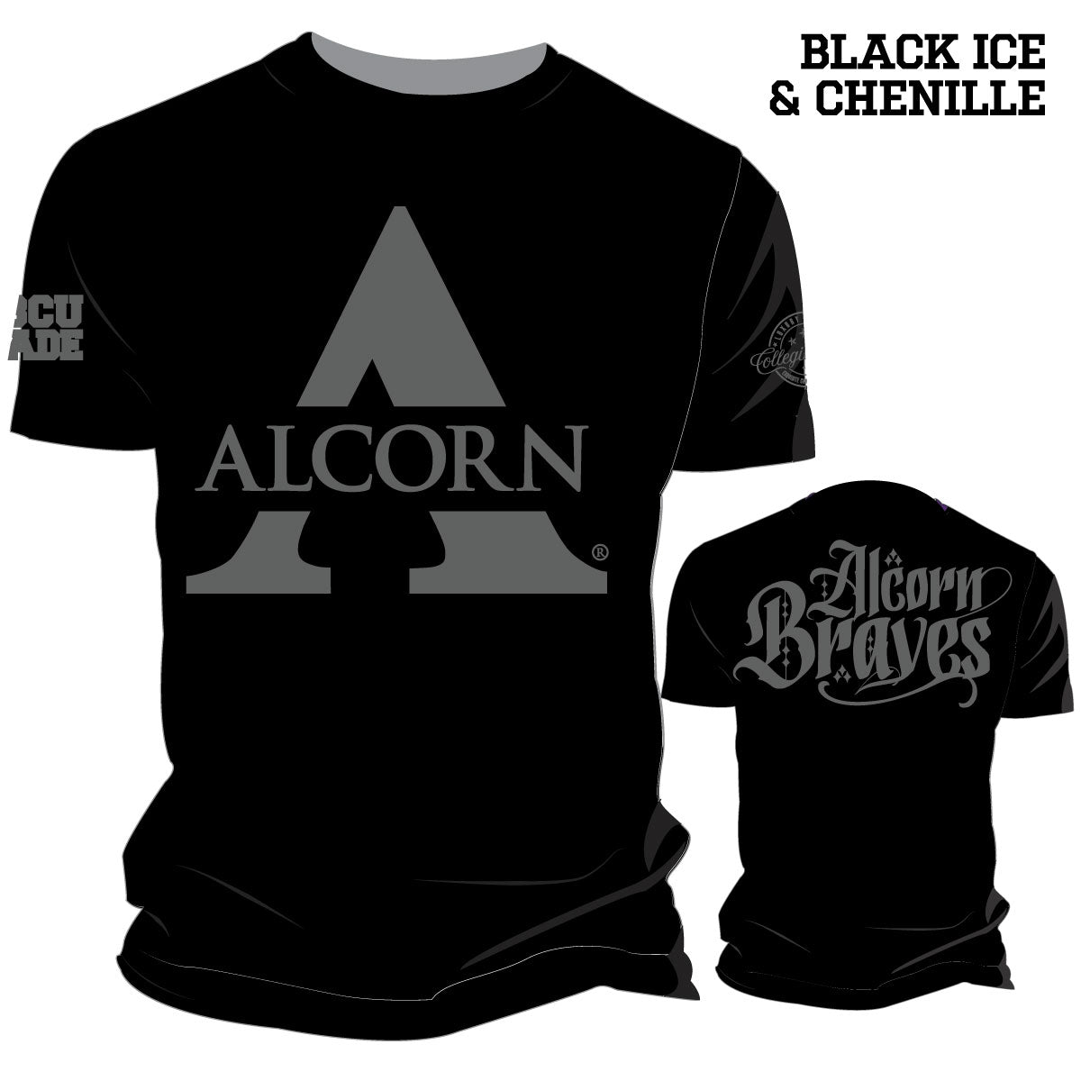 Pre Order ( Ship Sept 15)  ALCORN STATE | Chenille BLACK ICE Tees (a**