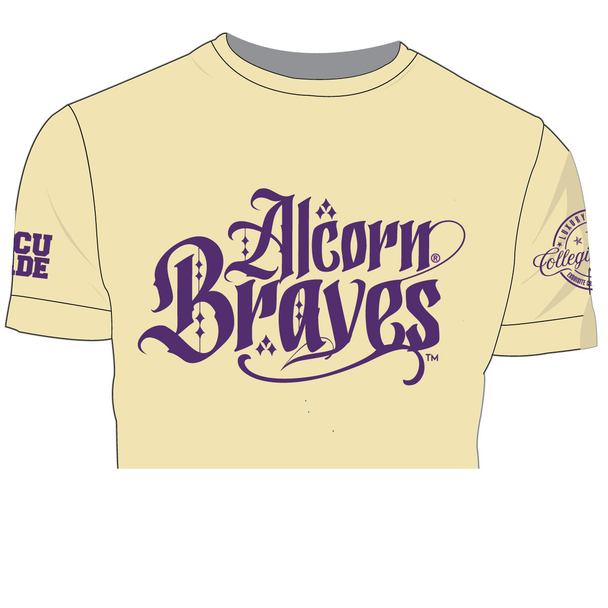 Pre Order ( Ship Sept 15)  ALCORN STATE | Chenille Cream CROP Tees (a**