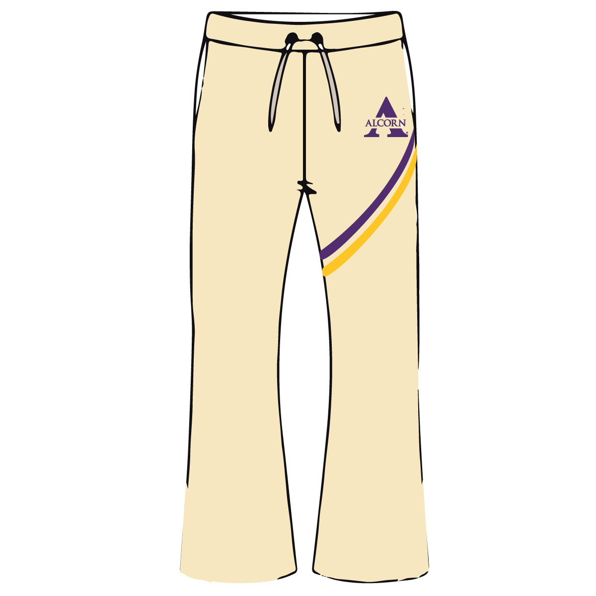 Pre Order ( Ship Sept 15)  ALCORN STATE | Chenille CREAM Stripe Flare Pants  (L**