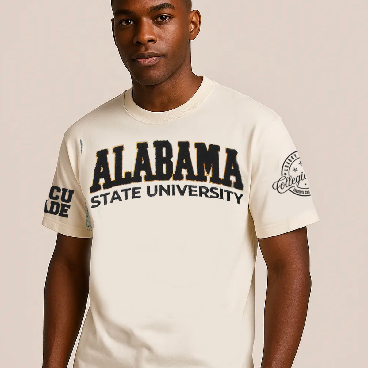 Alabama State | Cream Arch Chenille Unisex Tees (a**