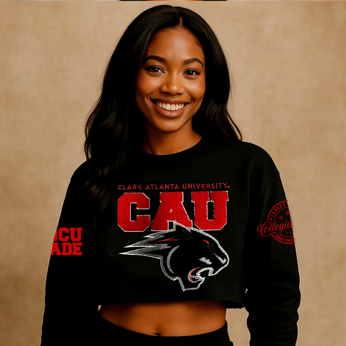 CLARK ATLANTA | Chenille Crop  SWEATSHIRT (L**