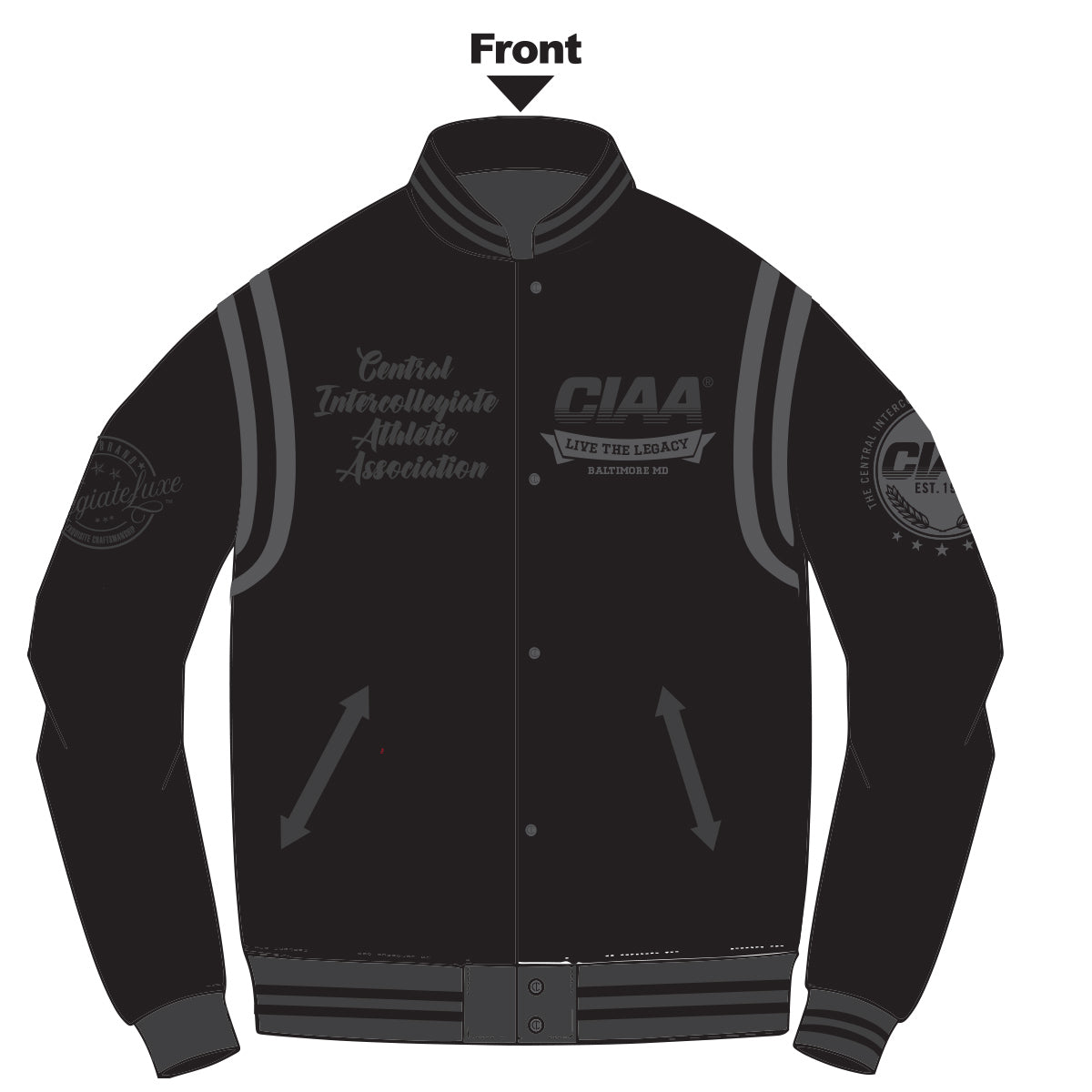 CIAA 2024 Chenille BLACK On BLACK VARSITY JACKET