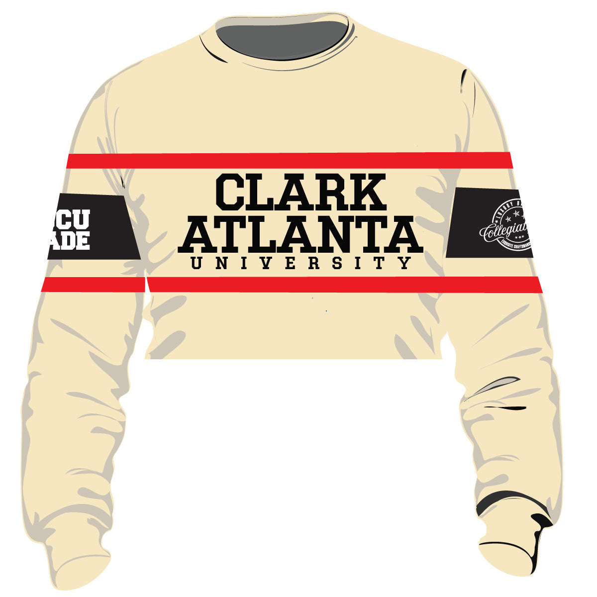 Pre Order ( Ship Aug 15) CLARK ATLANTA | Cream Chenille Stripe Crop  (a**