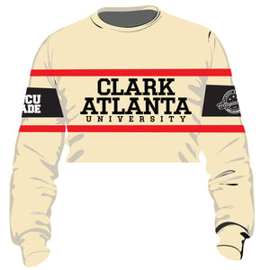 Pre Order ( Ship Aug 15) CLARK ATLANTA | Cream Chenille Stripe Crop  (a**
