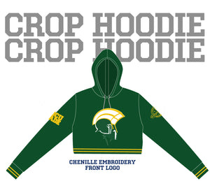 NORFOLK STATE  | NSU Chenille CROP TOP FOREST GREEN HOODIE