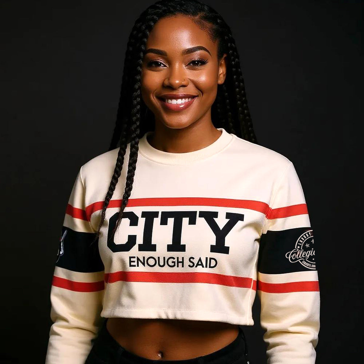 Pre Order (Ship Sept 20th)  City College | Cream Stripe Crop (a**