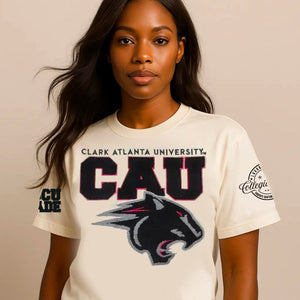 Clark Atlanta | CREAM Chenille EMBROIDERY UNISEX TEES (DK**