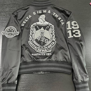 Pre Order ( Ship Nov 15) DELTA | BLACK ICE Rhinestone Satin Jacket