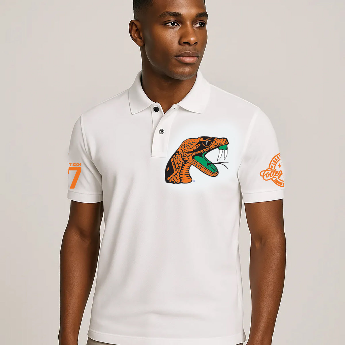 FAMU | The FAMU Iconic WHITE Rattle Polo Shirt (a**