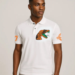 FAMU | The FAMU Iconic WHITE Rattle Polo Shirt (a**