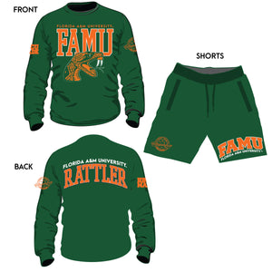 FAMU COLOR SET  Chenille Embroidery  Sweatshirt & SHORTS -aja