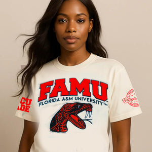 Pre Order (Ship Sept 20) FAMU | Cream ARCH Chenille Tees (a**