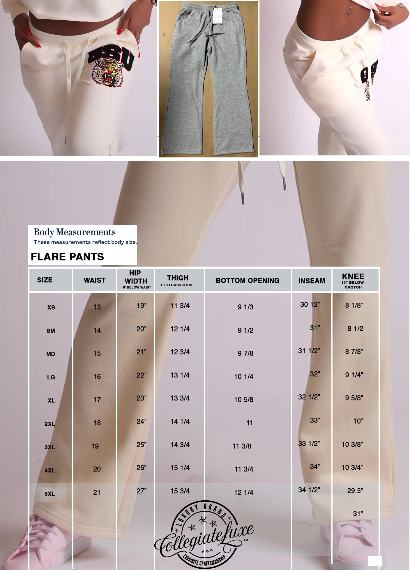 Pre Order ( Feb 15th ) Norfolk State  | Chenille Cream Flare Pants (**