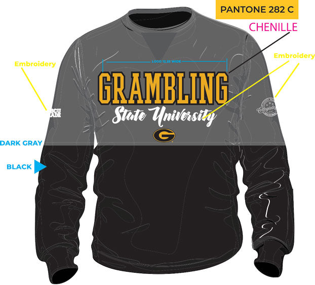 Pre Order (Ship March 15) Grambling State | THE GRAD |  GRAY & BLACK UNISEX SWEATSHIRT