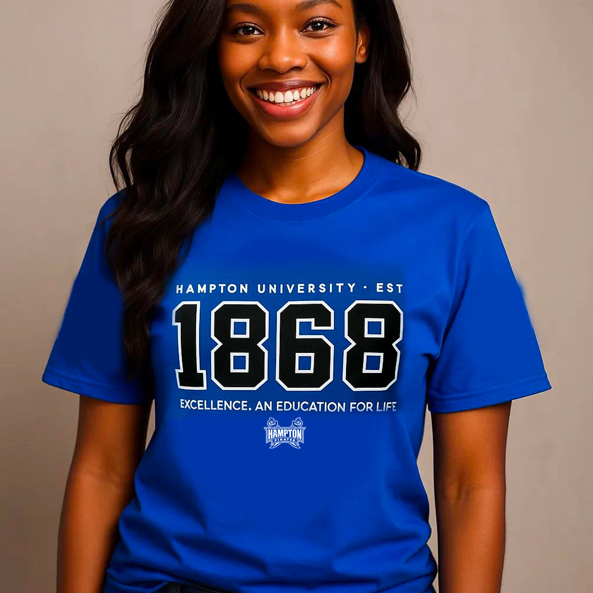 Hampton U | EST. 1868 Royal Blue Unisex Tees (**)