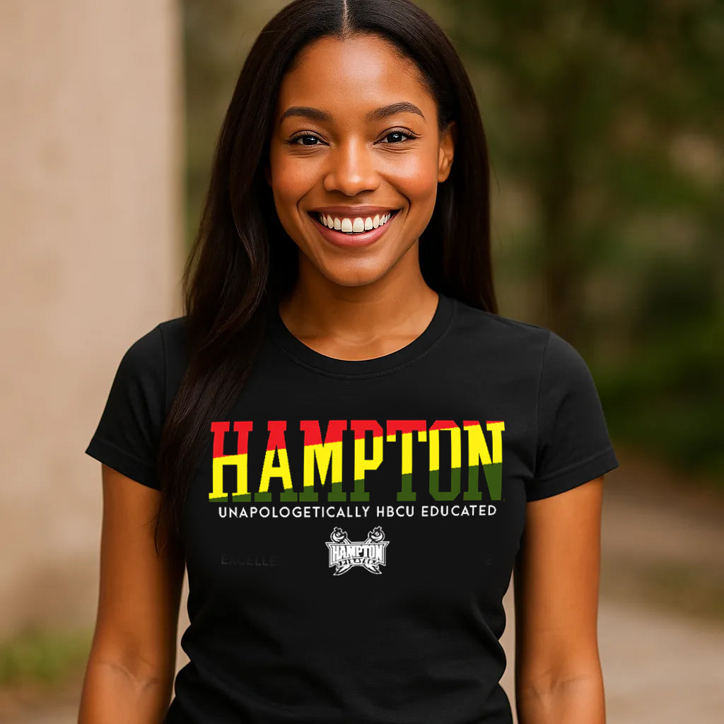 Hampton U | RASTA Colors Black Ladies Tees (**)