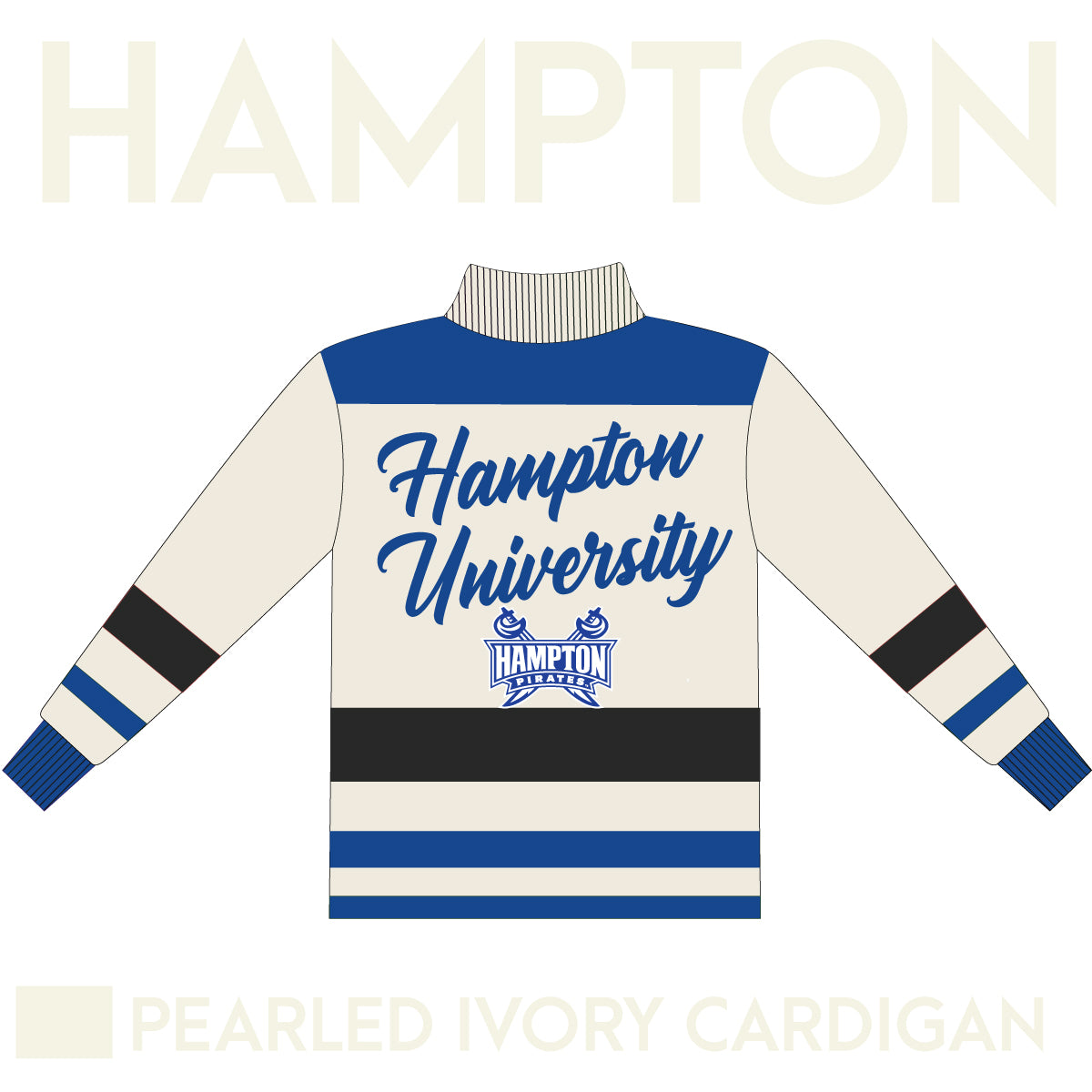 HAMPTON UNIVERSITY Cardigan PEARLED IVORY