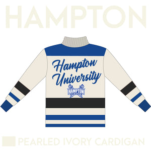 HAMPTON UNIVERSITY Cardigan PEARLED IVORY