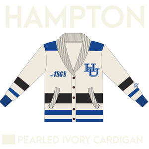 HAMPTON UNIVERSITY Cardigan PEARLED IVORY