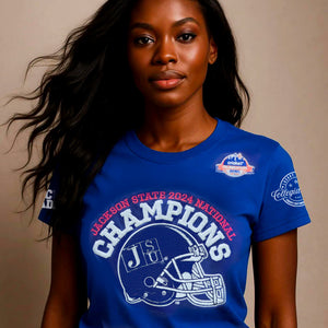 JACKSON ST. | NAVY 25 National Champs Chenille EMBROIDERY UNISEX TEES (a**