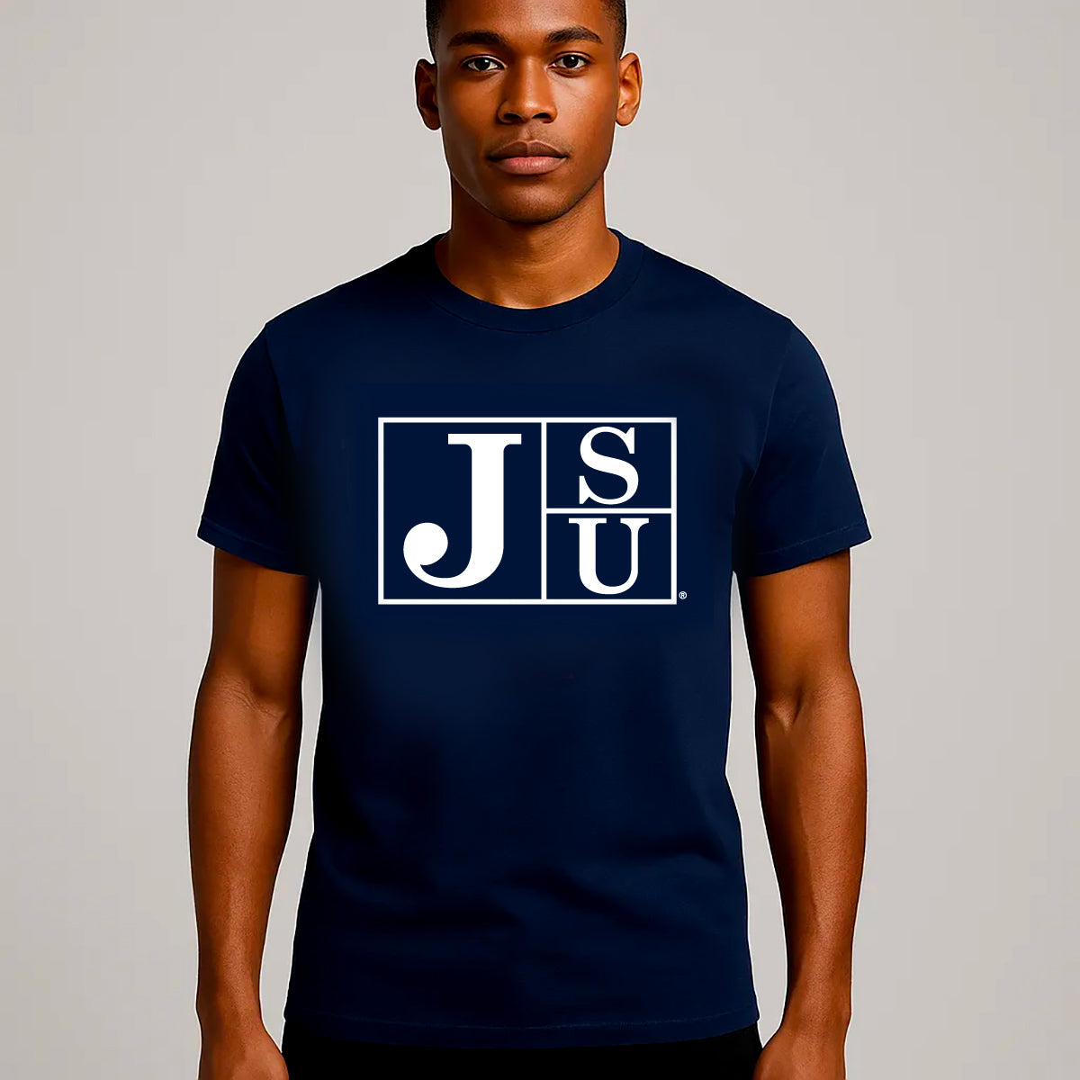 JACKSON ST. | BOX LOGO Navy Unisex Tees (**)