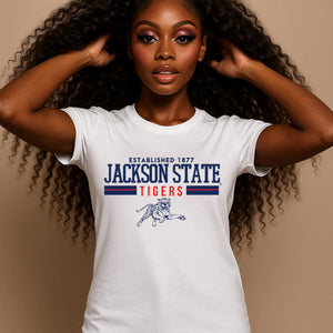 JACKSON ST. | RED STRIPE - 1877 TIGERS White Unisex Tees (**)
