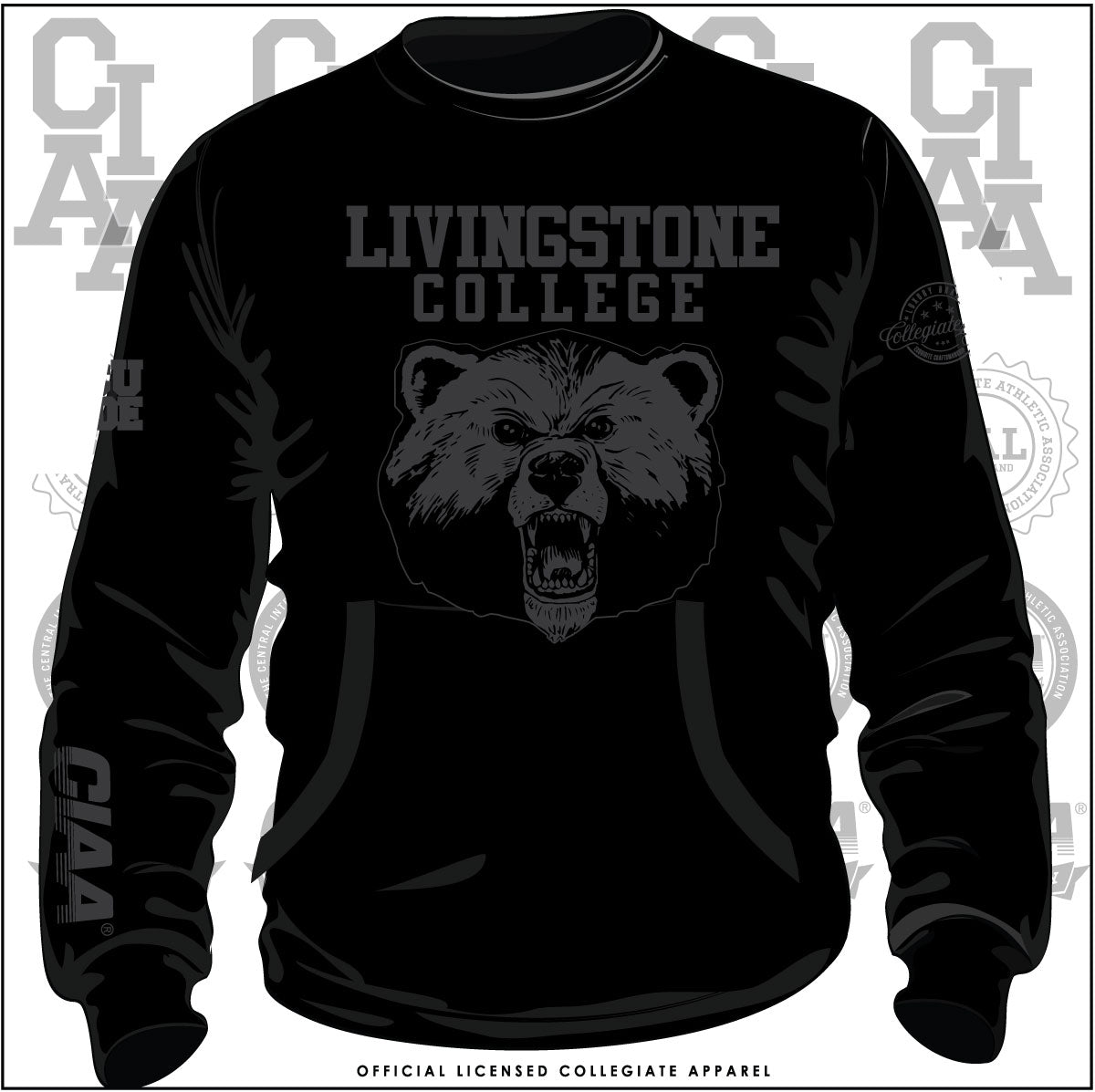 Livingstone Coll.  BOB SS | CIAA Black on Black Chenille Sweatshirt (aja)