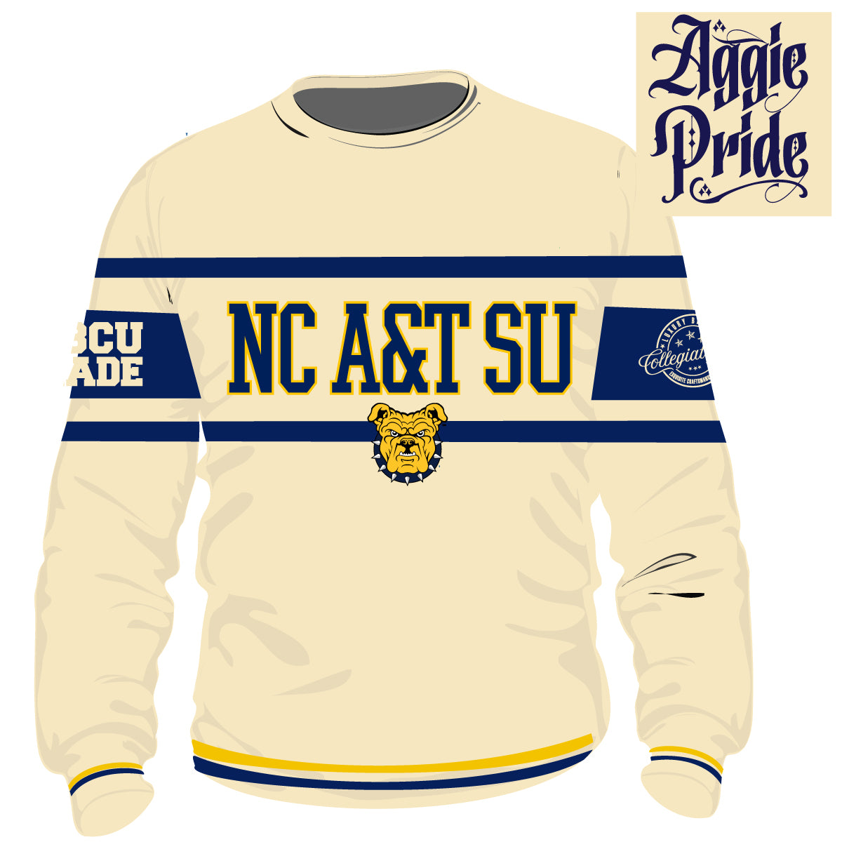 【美品】ENNOY COLLEGE SWEAT NC A&T SU | CREAM Chenille Stripe Sweatshirt (NO BACK