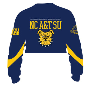 Pre Order ( Ship Sept 15)  NC A&T SU | FLEX  Chenille NAVY CROP Sweatshirt (a**