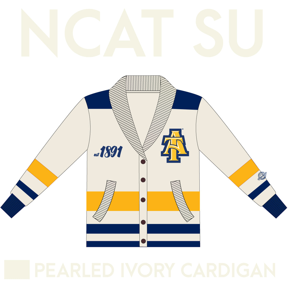 NC A&T SU Cardigan PEARLED IVORY