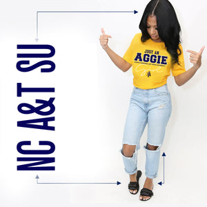 NC A&T SU | Just An Aggie Girl | Gold Ladies Tees (Z)