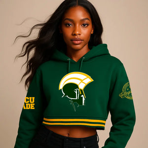 NORFOLK ST.  | NSU Chenille CROP TOP FOREST GREEN HOODIE (DK