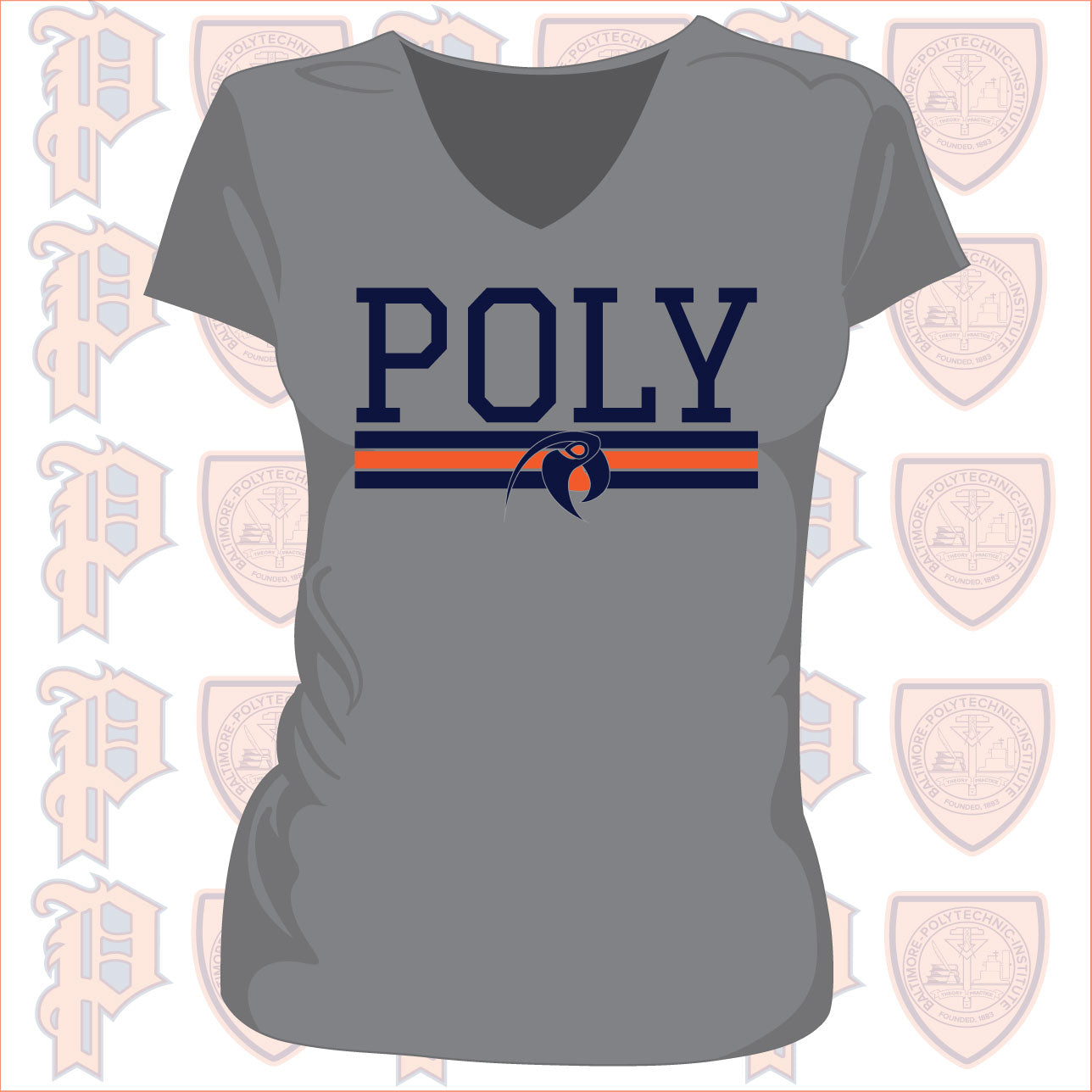 BPI | POLY 2022 Vneck-GRAY Ladies Tees