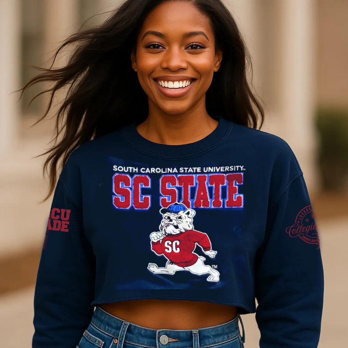 SC STATE | Chenille Crop Sweatshirt (a**) – collegiateluxe