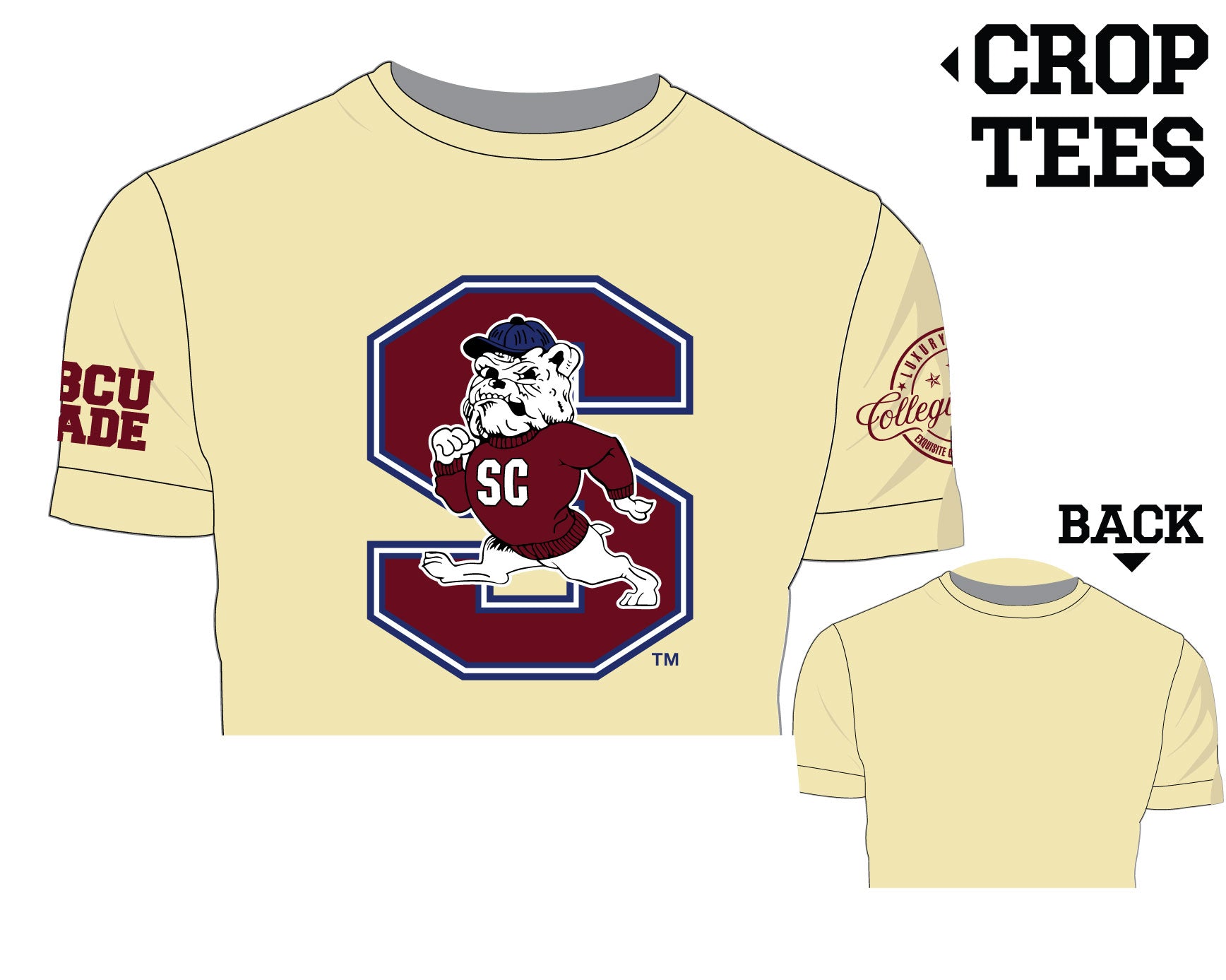 Pre Order ( Ship Sept 15) SC STATE | Chenille Cream CROP Tees (a**