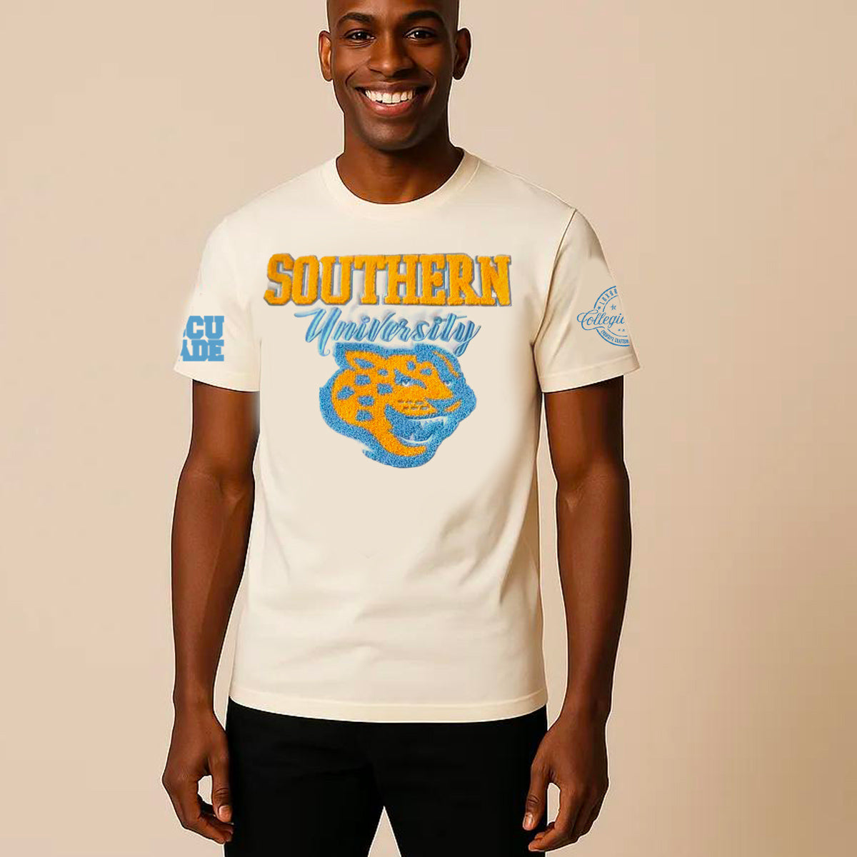 Pre order ( Ship Oct 20) SOUTHERN Univ. | LOGO Cream Chenille Unisex Tees (08/25**)